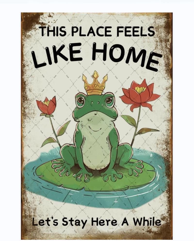 Frog Mushroom Metal Tin Sign Wall Decor This Place Feels Like Home Let ...