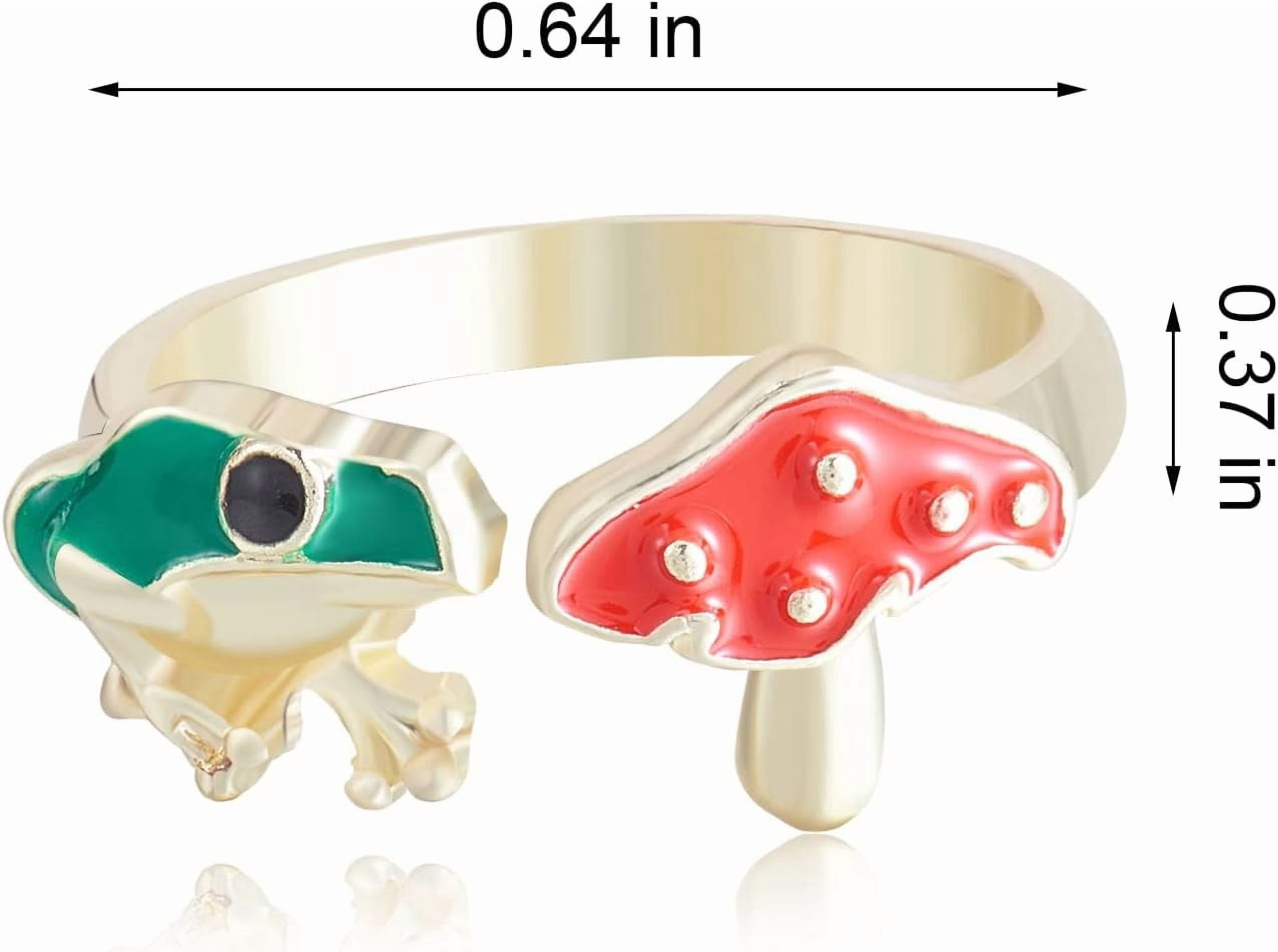 Frog Mushroom Ring Gold Plated Alloy Open Ring Cute Lovely Animal Plant ...