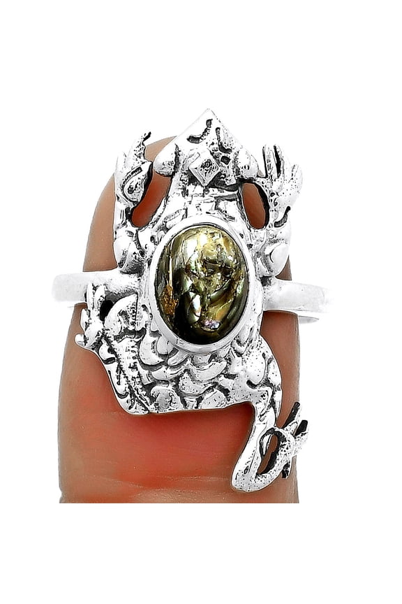 Frog Natural Copper Abalone Shell 925 Sterling Silver Ring s.8.5 Jewelry R-1113 SDR172761