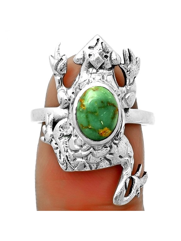Frog Natural Rare Turquoise Nevada Aztec Mt 925 Silver Ring s.7.5 Jewelry R-1113 SDR172824