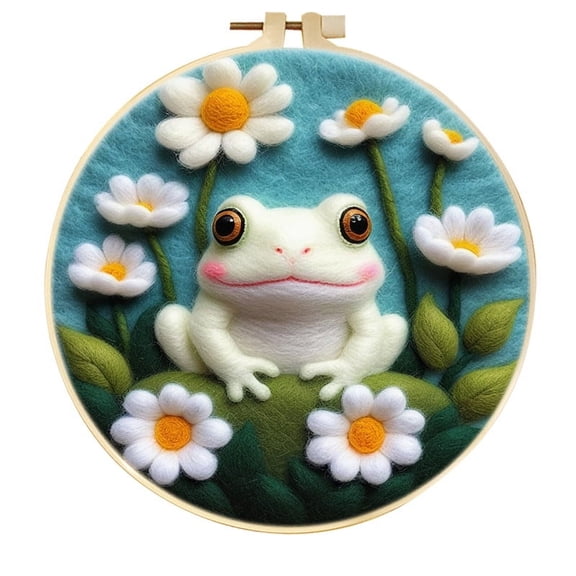 Frog Needle Felting Set, Beginner Felt Painting Set, With Wool Felt Painting Set, Decorative Frame, Suitable for Home Decoration