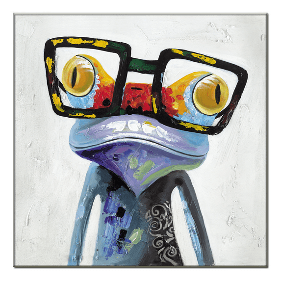 Frog Oil Paintings Large Wall Art Funny Animal Framed Wall Decor for Livingroom or Bedroom(Framed Ready to Hang)