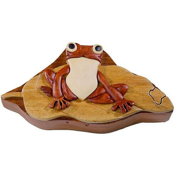 Frog On Lily Pad - Secret Wooden Puzzle Box