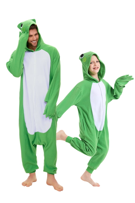 Frog Onesie Adults Unisex Animal Pajama Polyester One-Piece Sleepwear for Women and Men Large