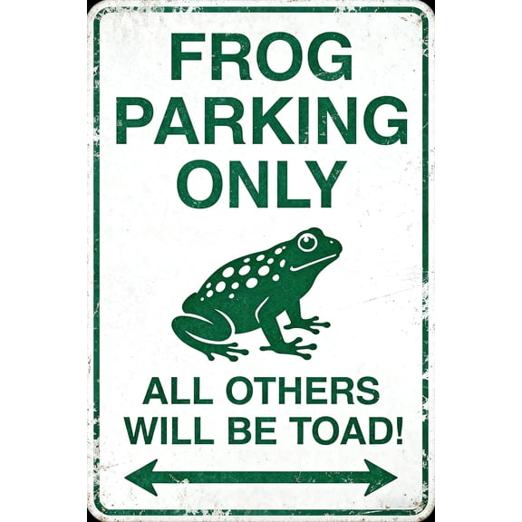 Frog Parking Only Funny Vintage Metal Tin Sign Retro Wall Decor for Home Garage Farm Garden 12 x 8 Inches