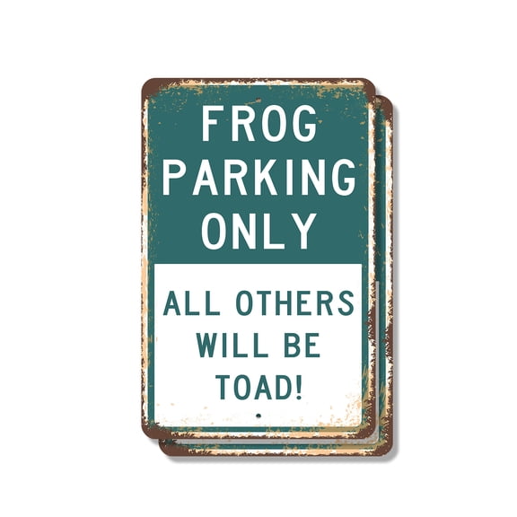 Frog Parking Only All Others Toad (2 Pack) 8 Inch x 12 Inch Novelty Plastic Sign Durable Weatherproof UV Protected Perfect for Gardens Patios Fun Gag Gift for Frog Lovers Crafted in the