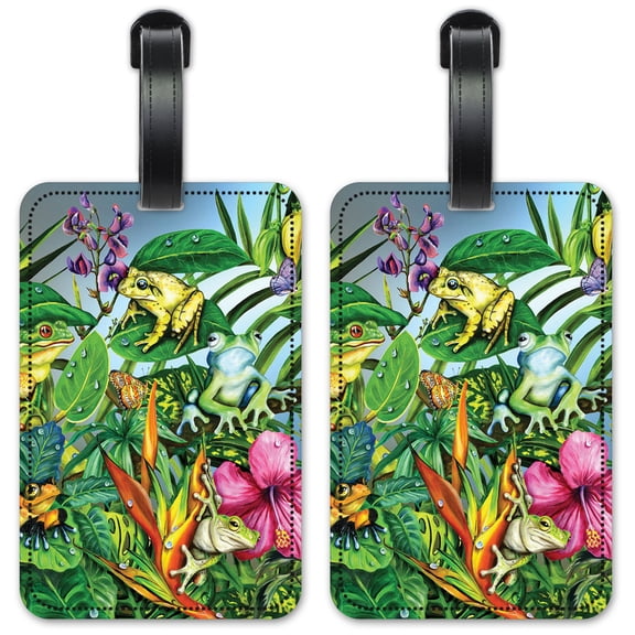 Frog Party - Luggage ID Tags / Suitcase Identification Cards - Set of 2