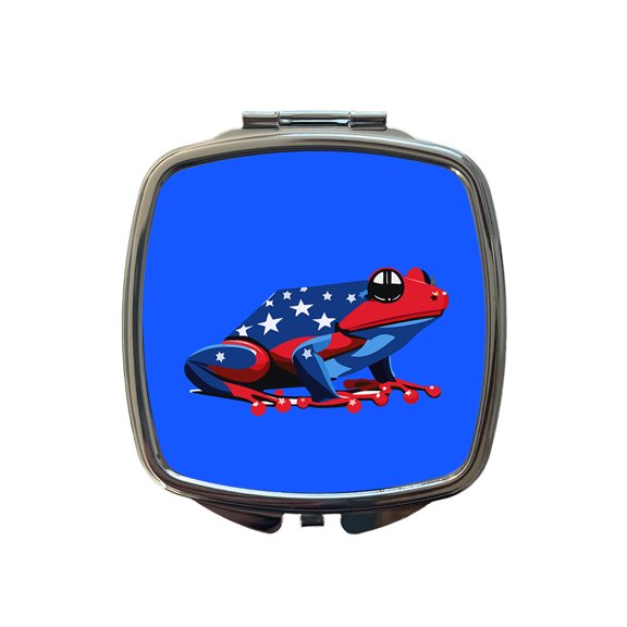 Frog Patriotic Travel Makeup Handbag Purse Small Pocket Compact Mirror
