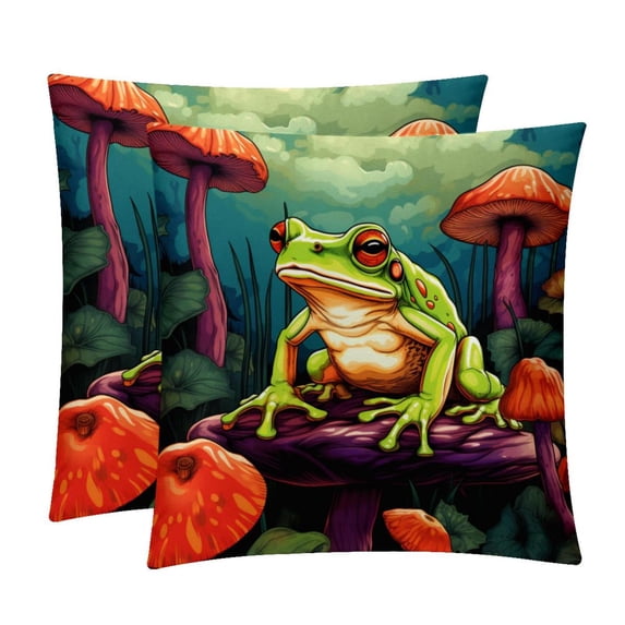 Frog Patterns - Set of 2, Available in 16x16, 18x18, and 20x20 Inches for Various Occasions, Sofa, Bed, Chair - Includes Pillow Inserts, Cushion Covers, Decorative Pillows
