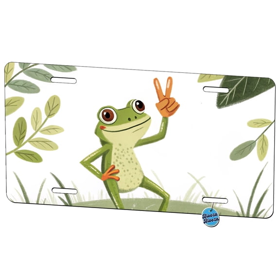 Frog Peace Sign Drawing Funny Metal Novelty License Plate