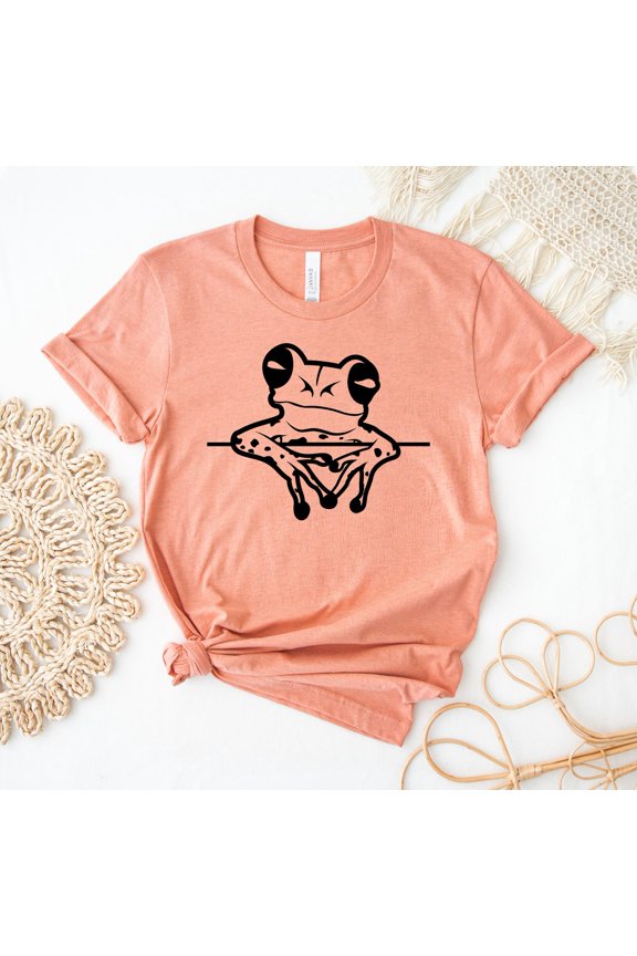 Frog Peeking T-shirt, Animal Shirt, Frog Lover Tee, Frog Shirts, Cute Frog Tshirt, Frog Mama Top, Women's , Frog T-shirt Tshirt All Size S-5XL