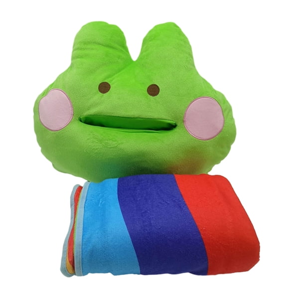 Frog Pillow 2in1 Vomiting Rainbow Blanket Cartoon Cushion Soft Throw Pillow Toy