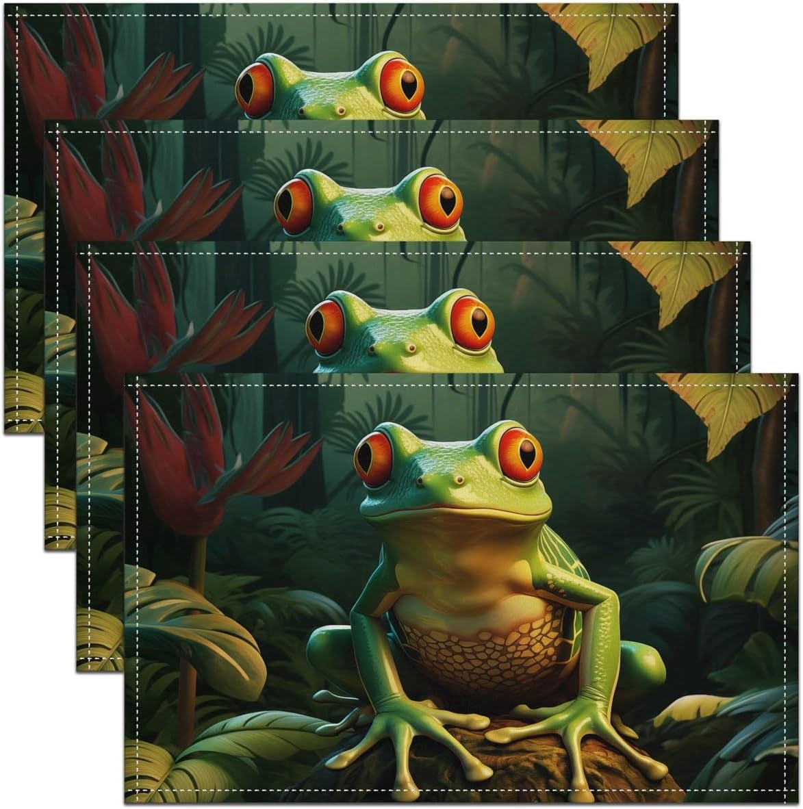 Frog Placemats Set of 4 Kawaii Frog Table Place Mats Kids Toddler ...