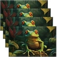thumbnail image 1 of Frog Placemats Set of 4 Kawaii Frog Table Place Mats Kids Toddler Cartoon Frog Placemat for Kitchen Dining Table 18"x12" Kids Frog Indoor Outdoor Decor Table Mats, 1 of 4