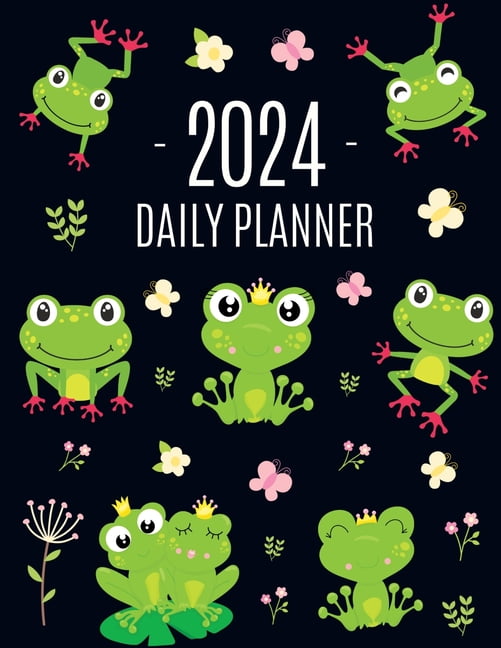 Frog Planner 2024: Funny Amphibian Monthly Agenda January-December Organizer (12 Months) Cute Green Water Animal Scheduler (Paperback)