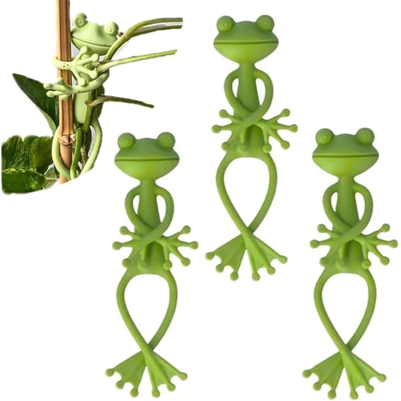 Frog Plant Stand, Cute Frog Flower Pot Hugger Plant Climbing Fixture Clips, Green Frog Plant Supports for Plants Upright Growing (3pcs)