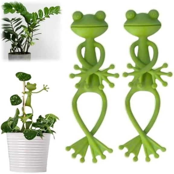 Frog Plant Stand, Cute Frog Flowerpot Climbing Clip Outdoor, Green Frog Plant Supports, Animal-Shaped Plant Tie, Plant Climbing Fixture Clip Planter Stake Hanging Decor (2pc)