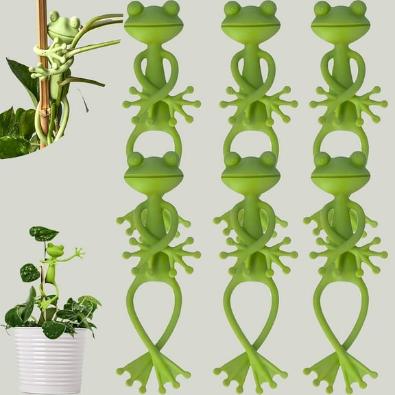 Frog Plant Stand,Green Frog Plant Stand Support&Holder,Frog Planters Plant Vine Traction for Indoor and Outdoor Plants (6PCS)