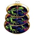thumbnail image 1 of Frog Plastic Discs Cake Stand with Iron Pillars | 32cm Height, 21cm/24cm/27cm Plates | Dessert Table Display Holder, 1 of 6
