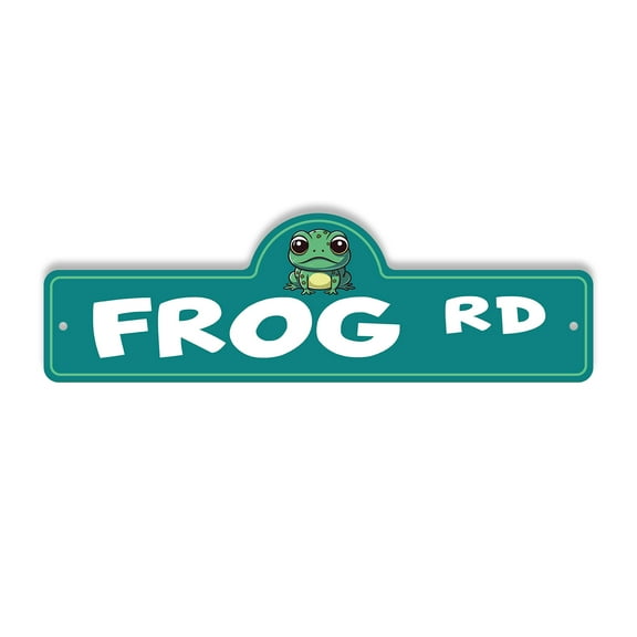 Frog Plastic Street Sign - 7 Inch X 20 Inch Gift Animal Amphibian Pond Nature Wildlife Cute Jump Decor Green Kids Playful Fun
