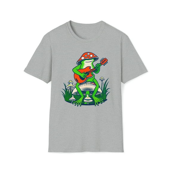 Frog Playing Guitar, Gildan Unisex Softstyle T-Shirt, Graphic Tee, S-3XL