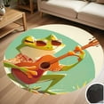 thumbnail image 1 of Frog Playing Guitar Musical Frog Round Carpet Living Room Bedroom Home Decoration Coffee Table Mat Lounge Rug Chair Mats, 1 of 5