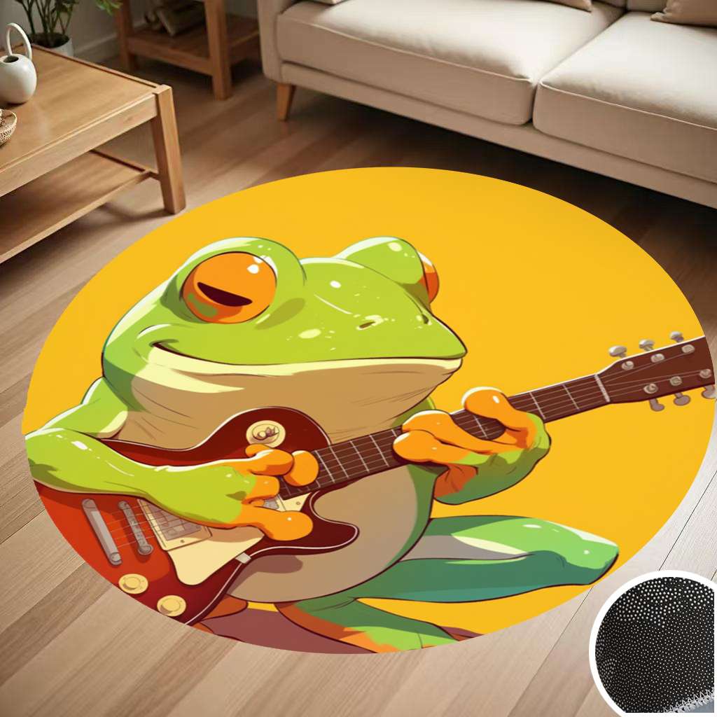 Frog Playing Guitar Musical Frog Round Carpet Living Room Bedroom Home ...