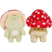 Frog Plush Toys, Cute Frog with Red Mushroom Hat Stuffed Animals, Plushies Gift for Kids Girls Adults Valentines Birthdays Gift