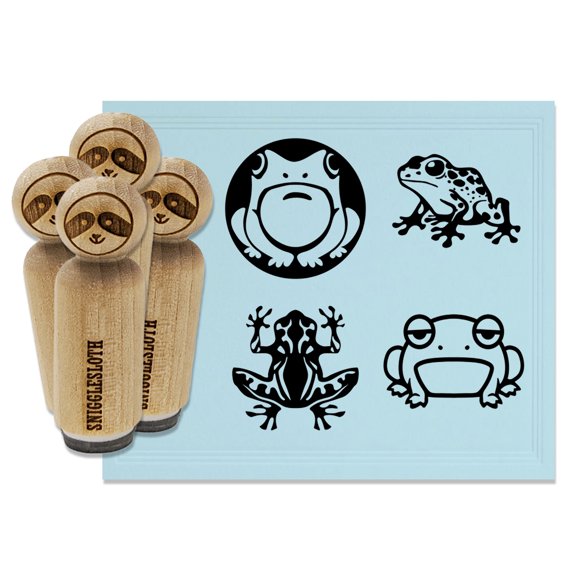 Frog Poison Tribal Grumpy Cute Sitting Rubber Stamp Set for Scrapbooking Crafting Stamping - Mini 1/2 Inch