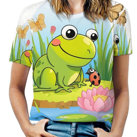 Frog Pond Life Women's Short Sleeve Tops Casual Blouses T Shirt