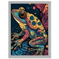 thumbnail image 1 of Frog Portrait Acrylic Painting Colourful Psychedelic Patterns Aquatic Animal Modern Pop Art Artwork Framed Wall Art Print A4, 1 of 4