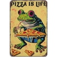 thumbnail image 1 of Frog Poster Wall Art, Frog Eating Pizza Art Tin Sign Print, Pizza Tin Sign, Food Print, Italian Food,Kitchen Decor,Home Bar Kitchen Coffee Man Cave Garage Wall Decor Art Tin Sign 12x8 Inch, 1 of 5