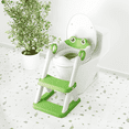 thumbnail image 1 of COOSEYA 2 in 1 Potty Training Toilet with Step Stool for Toddlers,Baby Seat with Splash Guard and Anti-Slip Pad (Frog/Green), 1 of 10