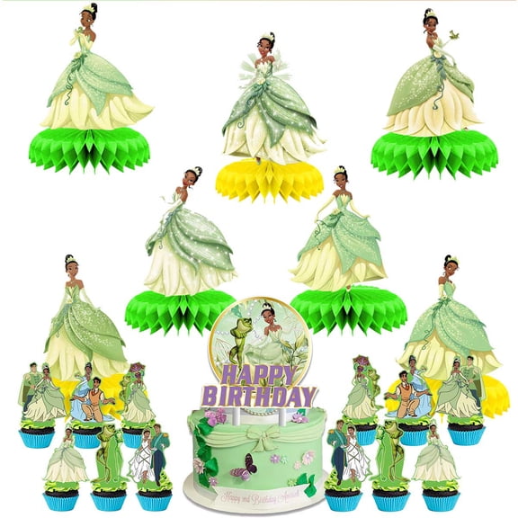 Frog Princess Honeycomb Centerpieces Table Toppers Cake Toppers Decorations for Birthday Party Decor Supplies Photo Props