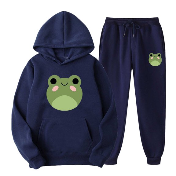Frog Print Activewear and Sweatpants 2 Piece for Men With Long Sleeve Pullover Hoodies Sweatsuit Comfy Jogging Sets