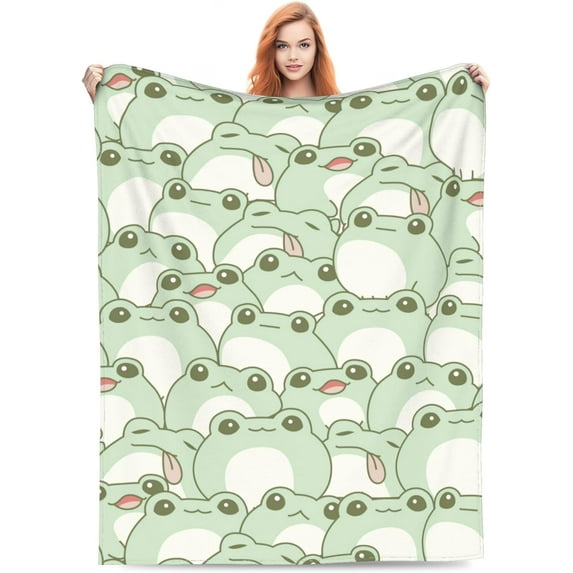 Frog Print Blanket Funny Frogs Sits on Mushroom Flannel Throw Blankets Super Soft Butterfly Cozy Couch Bed Living Room Travel Picnic for Girls Adult Women Teens 50"x 60"