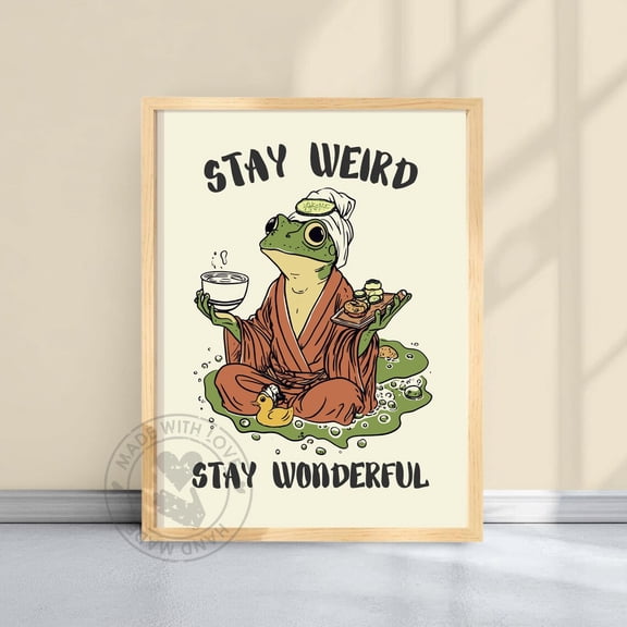 Frog Print, Cottagecore Tea Party Animal Poster, Unframed Paper Poster 8x10in