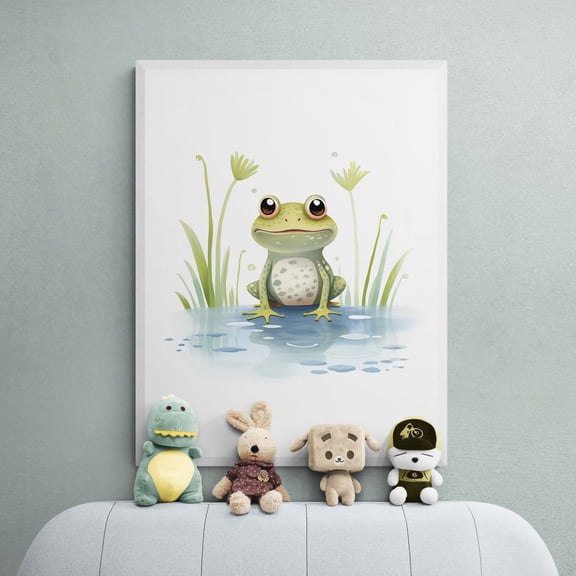 Frog Print, Woodland Nursery Decor, Unframed Canvas 8x10in