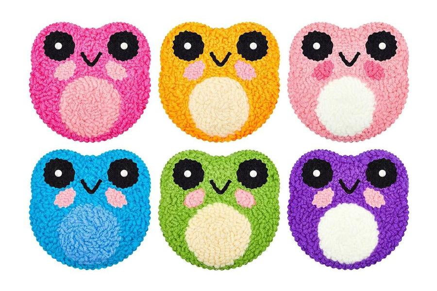Frog Punch Needle Coasters Kit,6-pattern punch needle Needle Coasters Kit ,Punch Art for Beginners,Suitable for Home Decoration