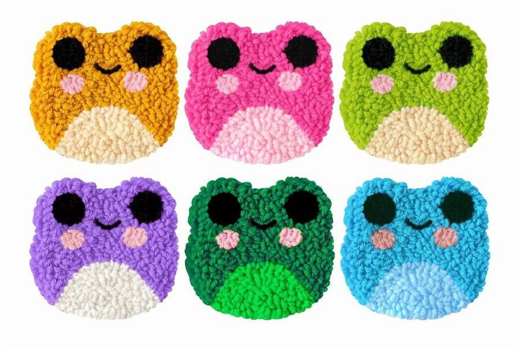 Frog Punch Needle Coasters Kit,6-pattern punch needle Needle Coasters Kit ,Punch Art for Beginners,Suitable for Home Decoration