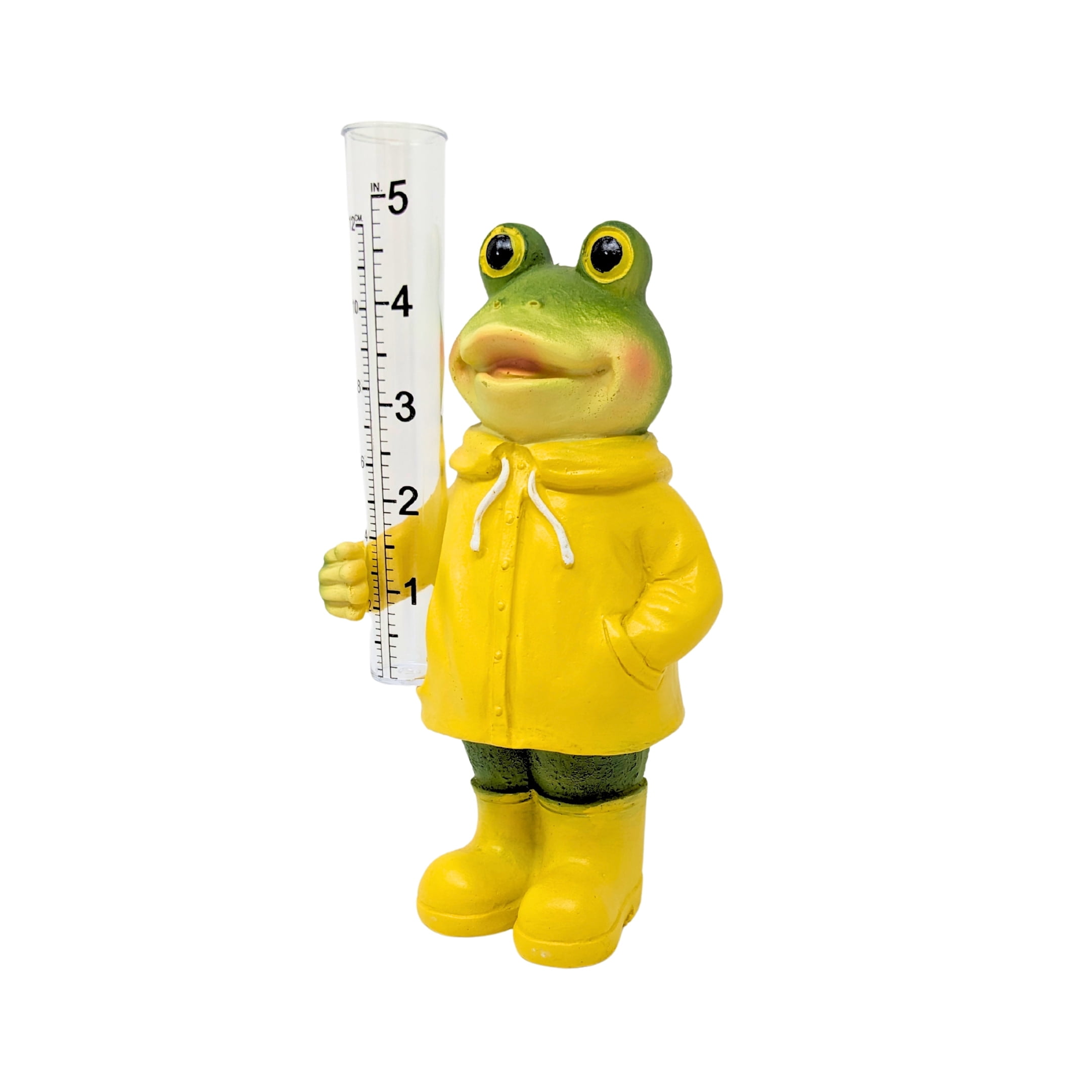 Frog Rain Gauge – Resin Garden Frog with Plastic Tube, Outdoor Decorative Rain Measurement Tool