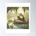 thumbnail image 1 of Frog Reading A Book Under The Willow Tree Poster Wall Art, Modern Wall Decor For Living Room Bedroom, 16x24 UNFRAMED, 1 of 3
