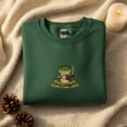 thumbnail image 1 of Frog Reading Book Embroidered Sweatshirt, Cottagecore Aesthetic, Cozy Froggy Academia Sweater, Book Lover Gift, Dark Academia Clothing, 1 of 4