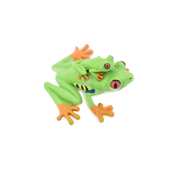 Frog, Red-Eyed Tree Frog with Baby, Museum Quality, Rubber Toy Amphibian, Realistic Figure, Model, Replica, Kids, Educational, Gift, 2" SF01 B17