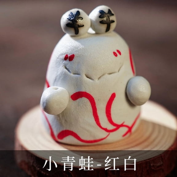 Frog - Red and white ceramic figurine