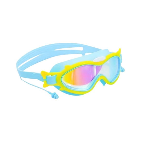 Frog Resistant Kids Swim Goggles, Child Swim Goggles with Earplugs, 180 Degree Wide View Swimming Goggles for Boy Girl