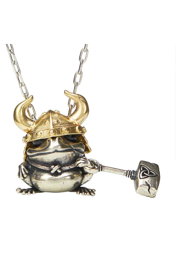 Frog Rider Pendant Necklace Vintage Funny Hip Hop Animal Alt Necklace for Women Men Frog Jewelry