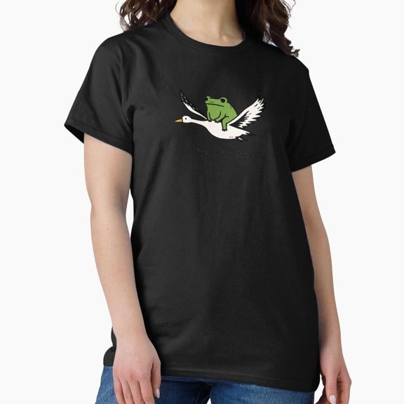 Frog Riding Swan We Ride At Dawn Funny Whimsical Animal Flying Meme T-Shirt H2806, for Unisex, Up to Size 5XL