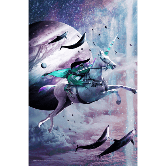 Frog Riding Unicorn by James Booker Mini Poster - 11" x 17"