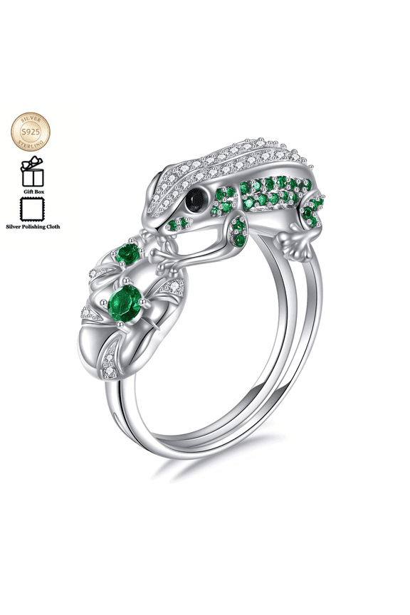 Frog Ring 925 Sterling Silver 3D Frog Ring for Women Frog Jewelry Gifts for Frog Lover
